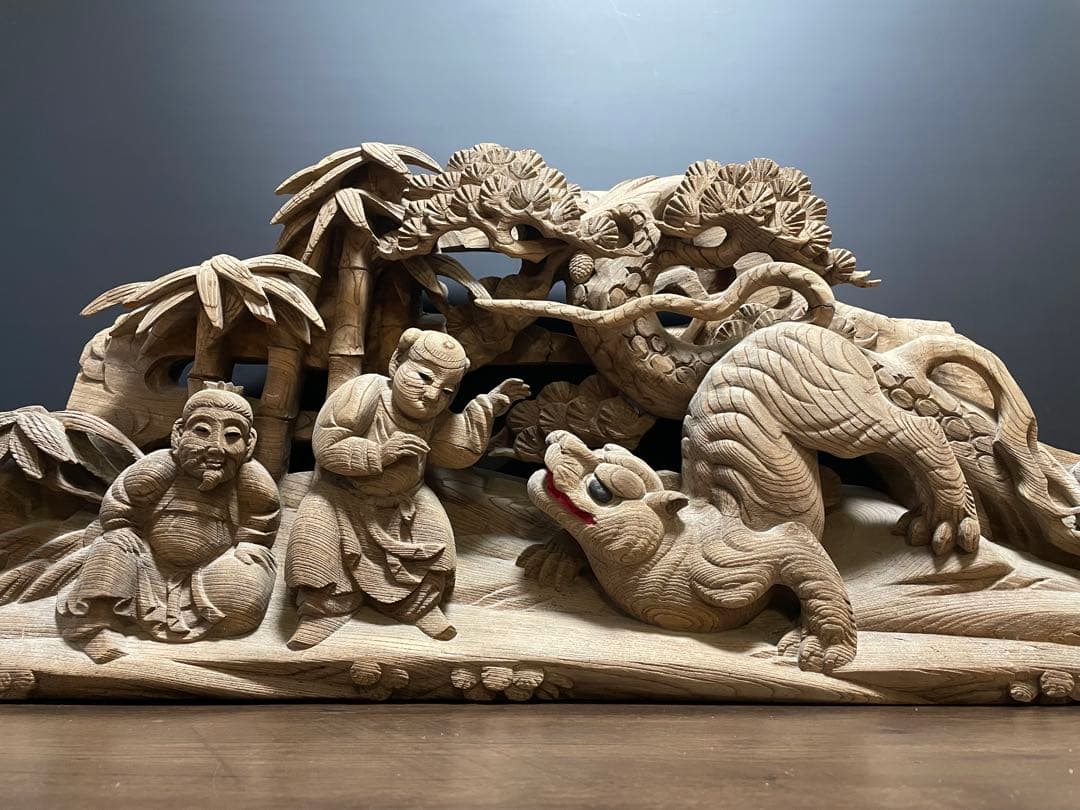 大型　蟇股　 彫刻 木彫　 彫刻工芸品　骨董品　幅131cm