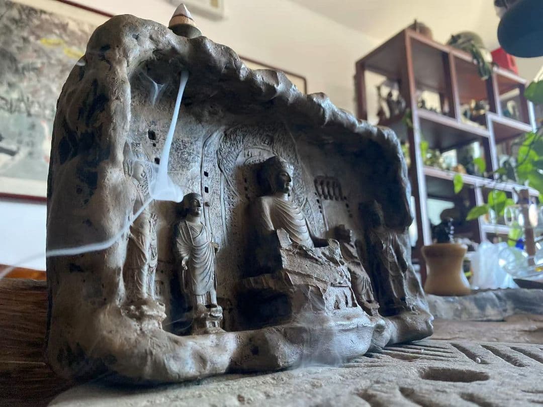 仏教美術 龍門石窟青灯古仏 仏像 禅意 鎮宅 倒流香 装飾品 工芸品 置物