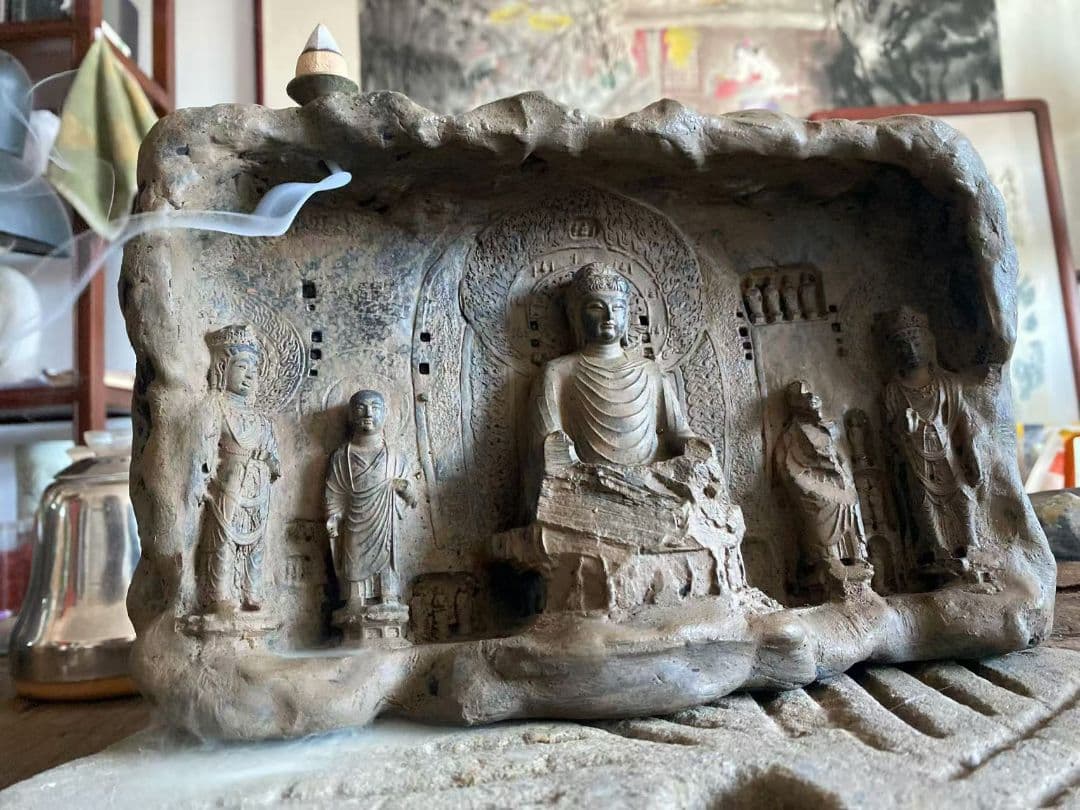 仏教美術 龍門石窟青灯古仏 仏像 禅意 鎮宅 倒流香 装飾品 工芸品 置物