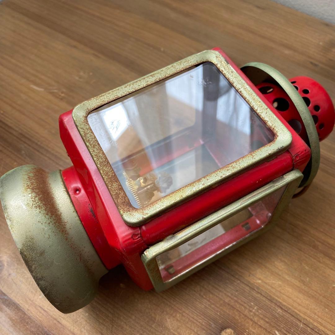 レア　オイルランプ　ランタン　カンテラ　ハリケーン　赤　ビンテージ　四角