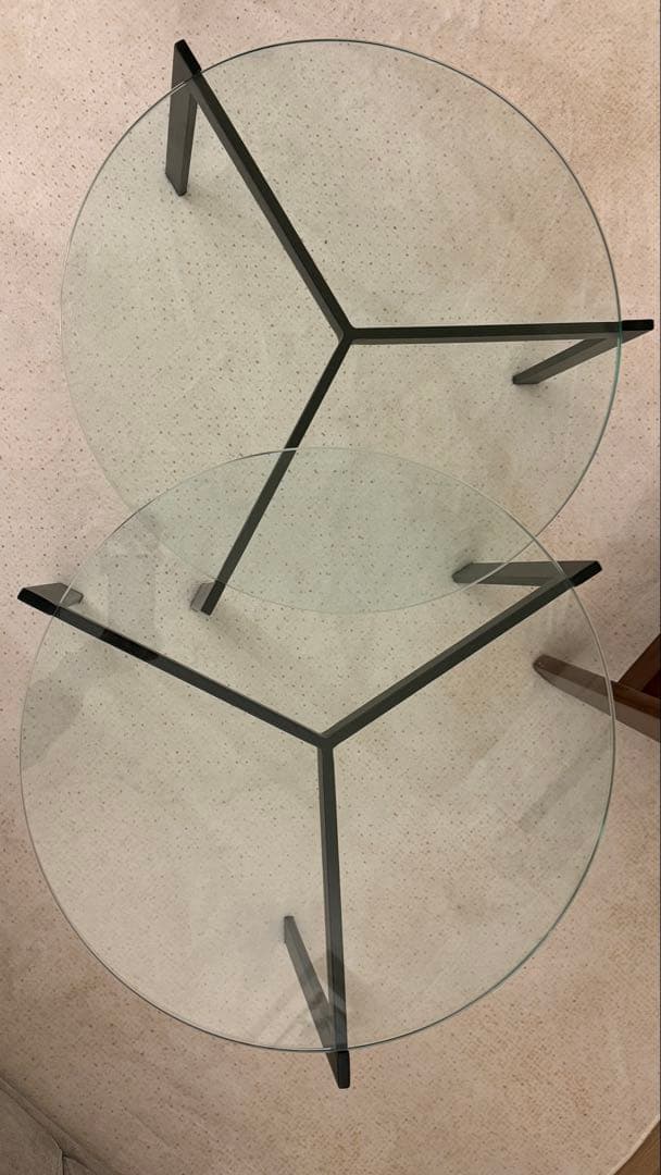 【美品】アルモニア ガラスセンターテーブル セパレートタイプ コーヒーテーブル