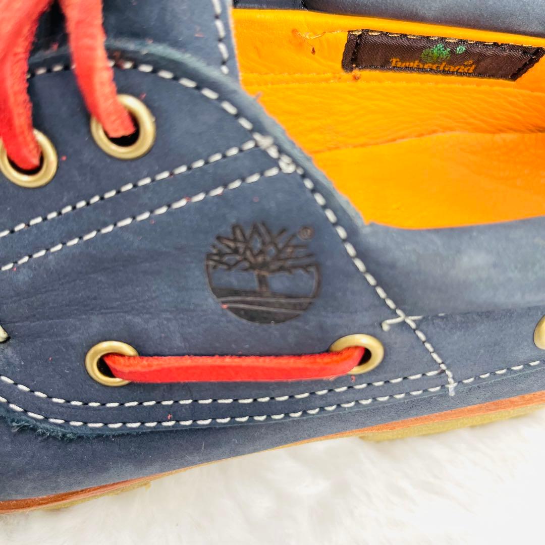 【美品】Timberland ヌバック デッキシューズ【8】ネイビー