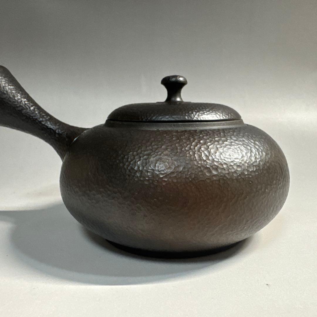 常滑焼　名工　￼村田益規　朱泥窯変　たたき横手急須　茶注　急須　共箱