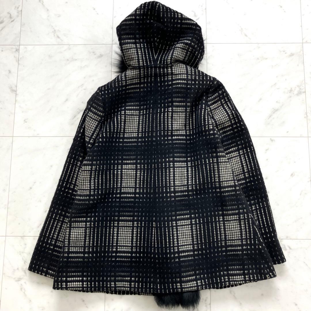 美品 シビラ ポンチョ ショートコート ウールアンゴラ ブルーフォックスファーM