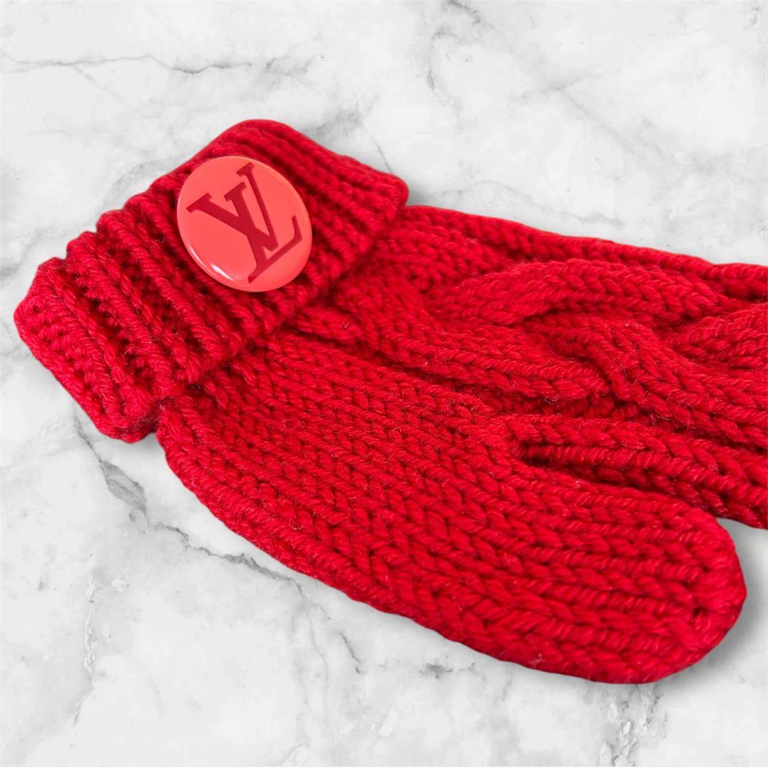ルイヴィトン LOUIS VUITTON ミトン 手袋 赤 プレゼント向き