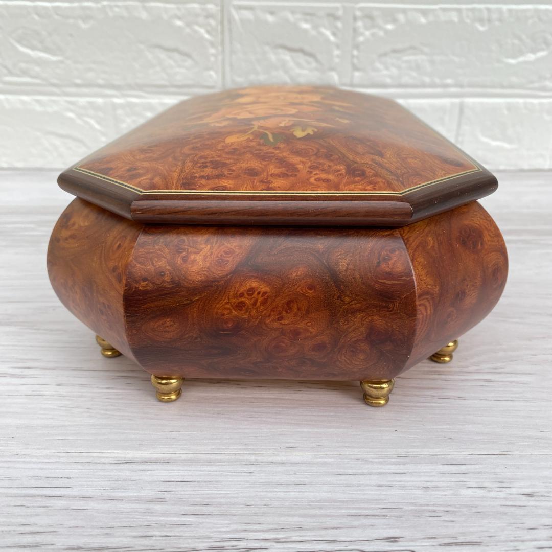 ◆新品同様◎REUGE リュージュ 小物入れオルゴール 象嵌細工 鍵付き