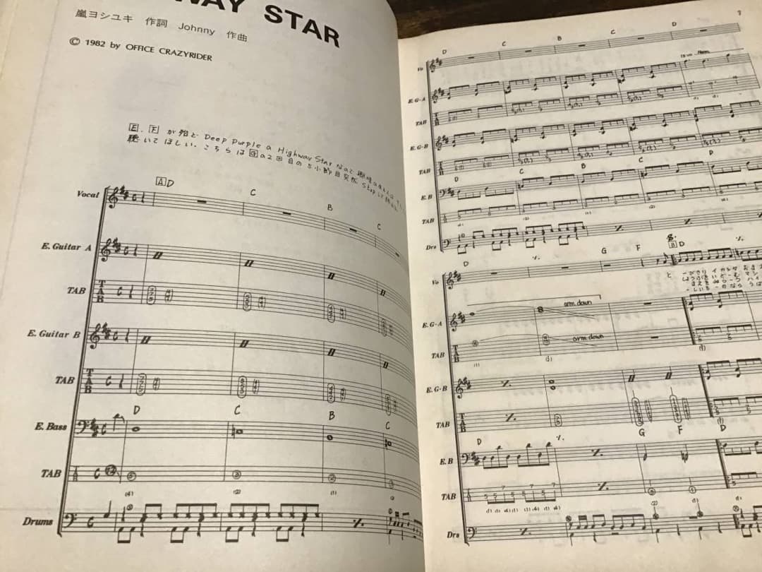 ★楽譜/紅麗威甦/グリース/ヨロシク貳/タブ譜/バンドスコア/杉本哲太