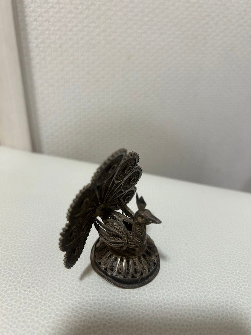 インド　ケララ州美術館購入孔雀型の銀細工 シルバーアンティーク