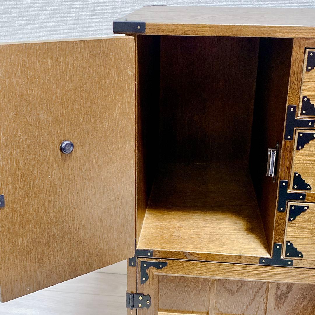 希少 からくり 箪笥 民芸調 隠し 収納多数 昭和レトロ 職人仕上げ 鍵付き