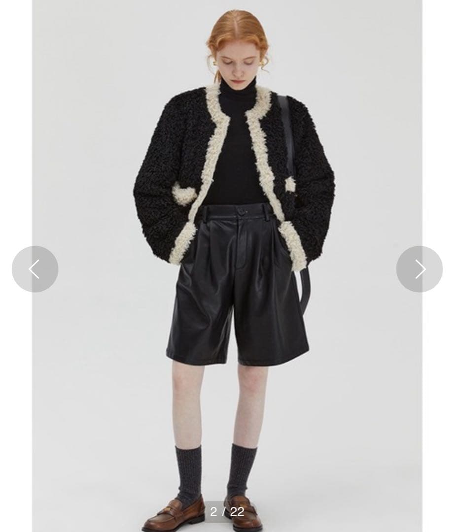 バイカラープードルファーショートジャケット