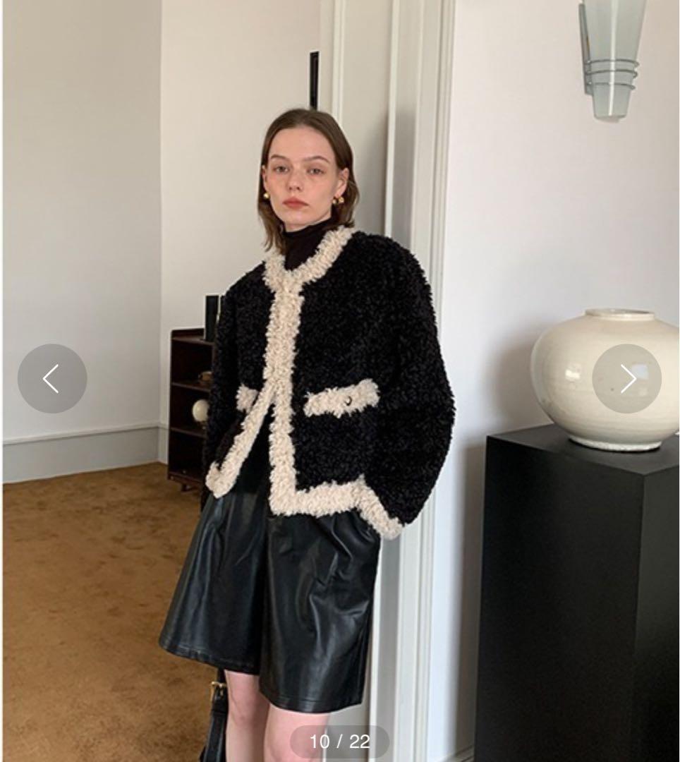 バイカラープードルファーショートジャケット