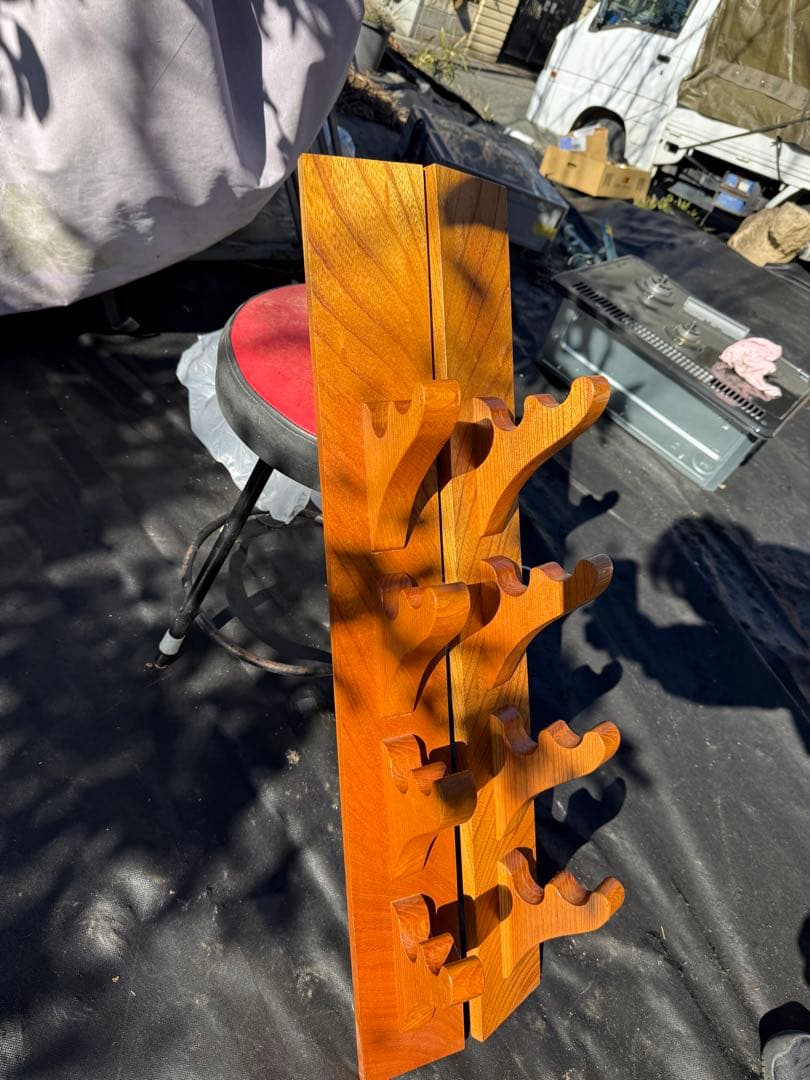 木製 壁掛けディスプレイラック 上下2枚セット 無垢材 ヴィンテージ調