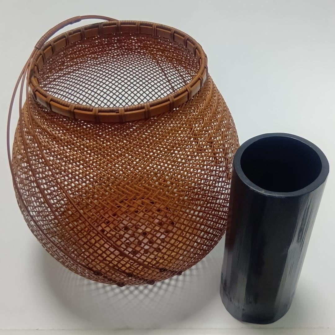 花籠 はなかご 竹工芸 茶道具 伝統工芸品　伝統工芸師 河野祥篁 作