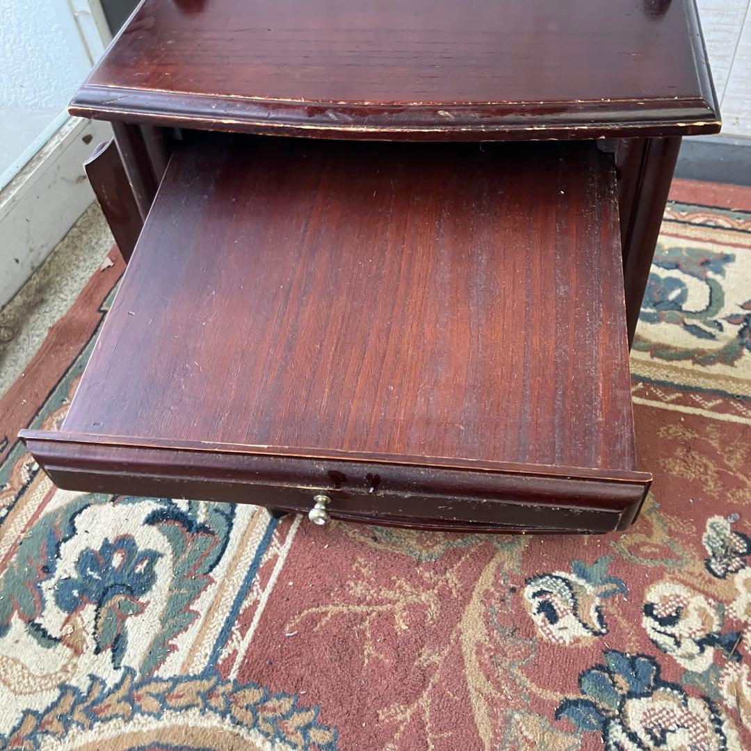 昭和レトロ 多数収納 木製 ナイトテーブル サイドテーブルワゴン キャスター付き