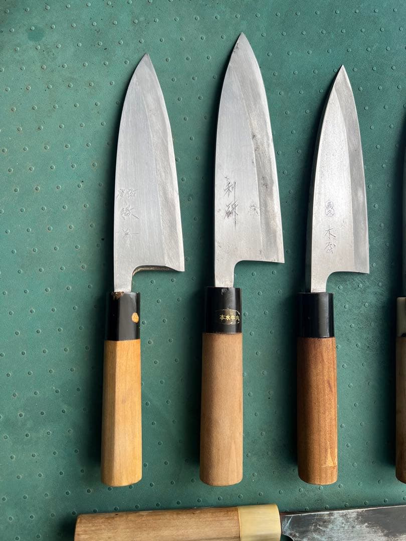 8本セットの包丁- 本焼出刃1本- 木屋-利研-石月-宏明…