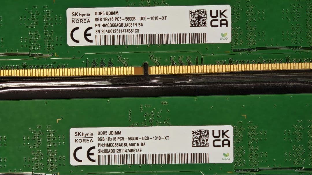 DDR5 16GB 5600MHz メモリ 2枚セット（8GB×2）