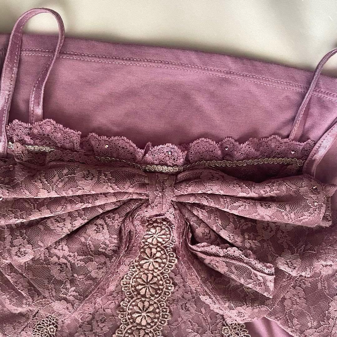 アクシーズファム　パープル ビッグリボンキャミソール レース　フリル