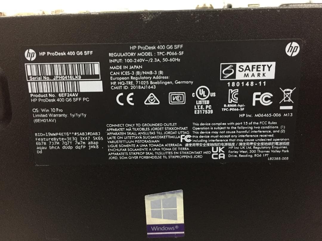 HP400G6/i5第9世代/16G/256+1T/無線/Office/W11