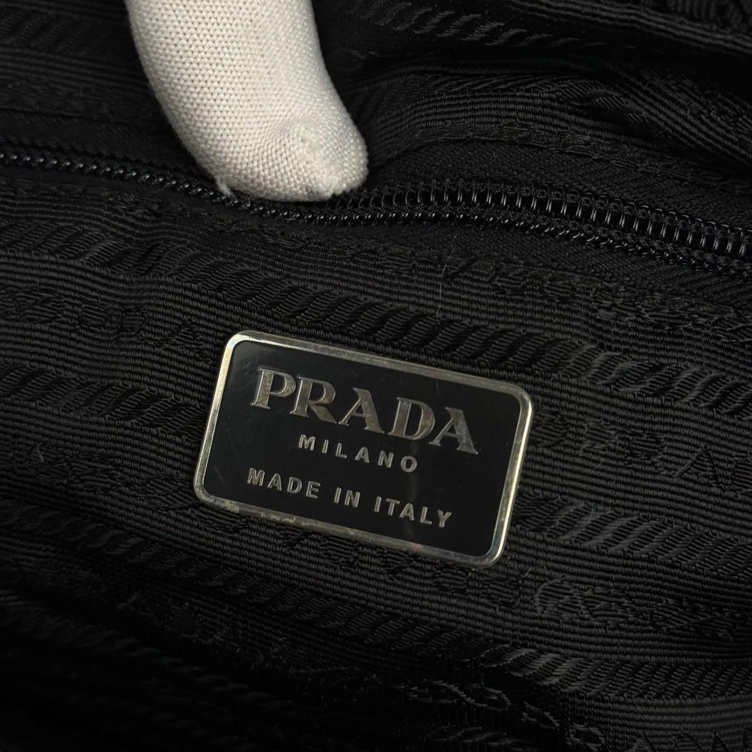 【美品】PRADA プラダ ミニボストンバッグ 三角ロゴ ナイロン 黒 白タグ