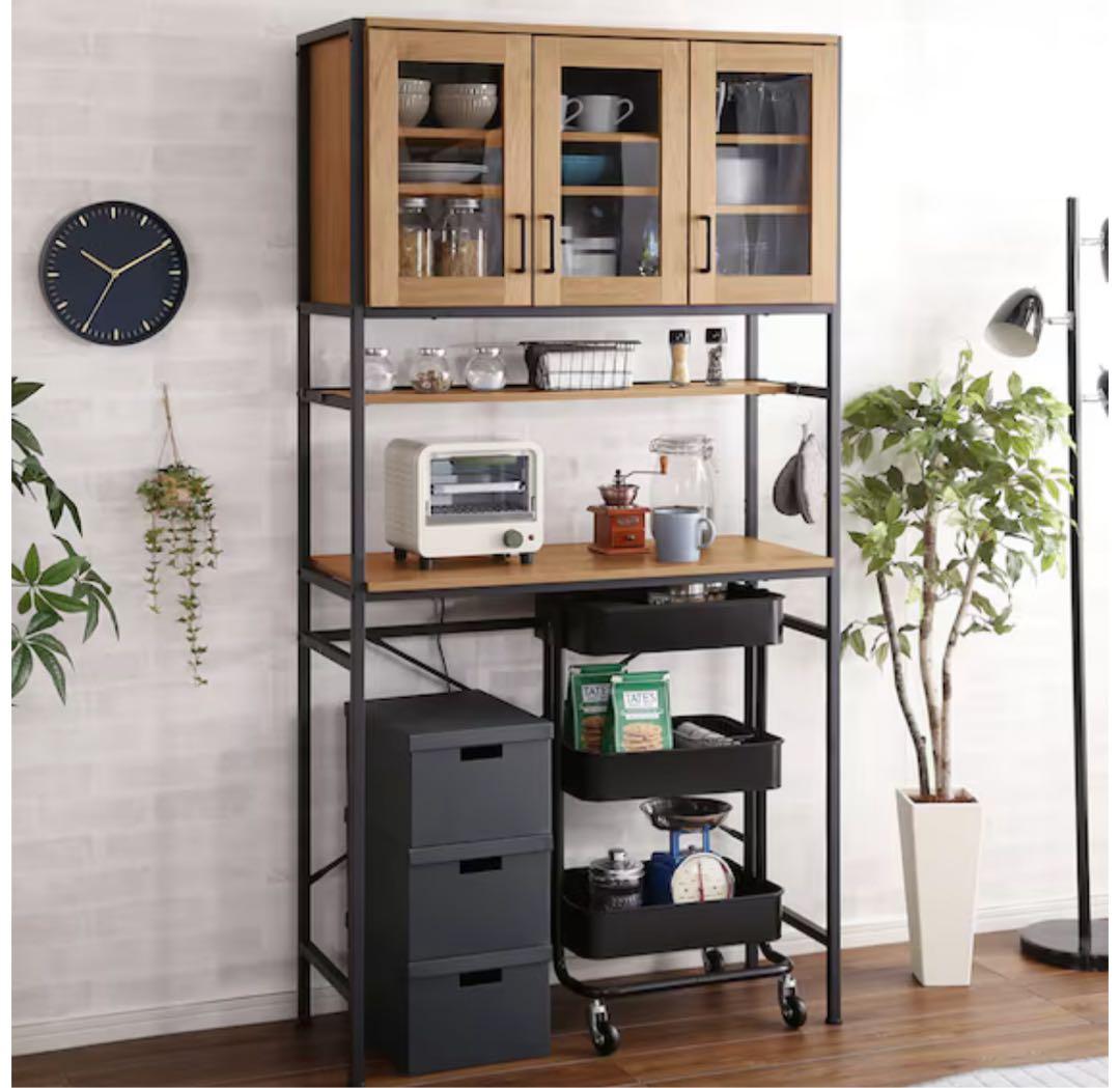 【ニトリ・送料込】ヴィンテージテイストのごみ箱上ラック ワイド(NA)