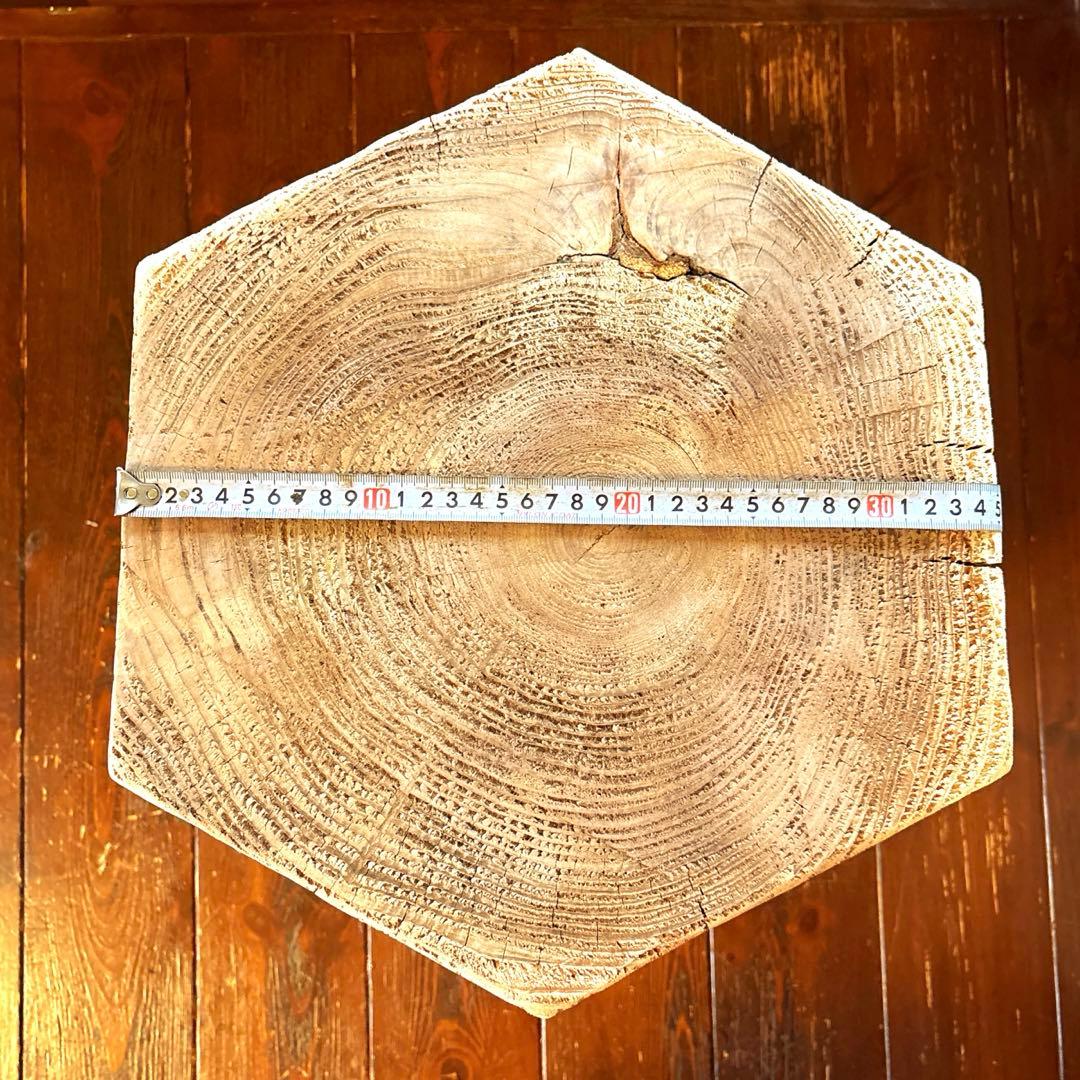 太い丸太スツールhexagon(スギ)#3