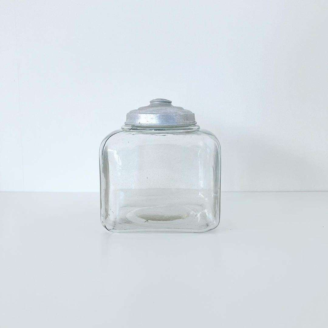 ガラスキャニスター　古道具　レトロインテリア　ビンテージ雑貨　ブロカント　古物
