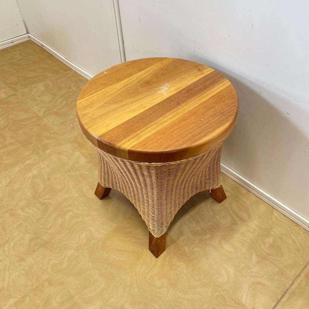 ペーパーコード編み 木製 サイドテーブル 花台 スツール テーブル 椅子 イス