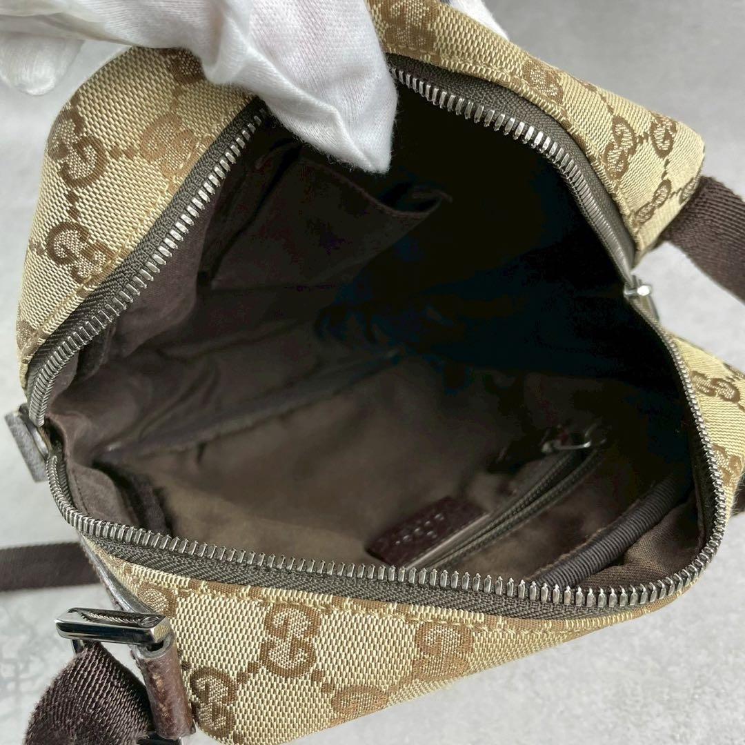 美品/保存袋付 グッチ GGスプリーム ショルダーバッグ PVC ベージュ 総柄