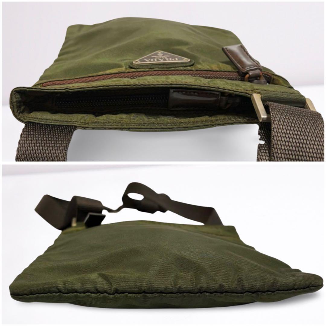 【正規品】プラダ PRADA ショルダーバッグ 三角ロゴ カーキ系 男女兼用