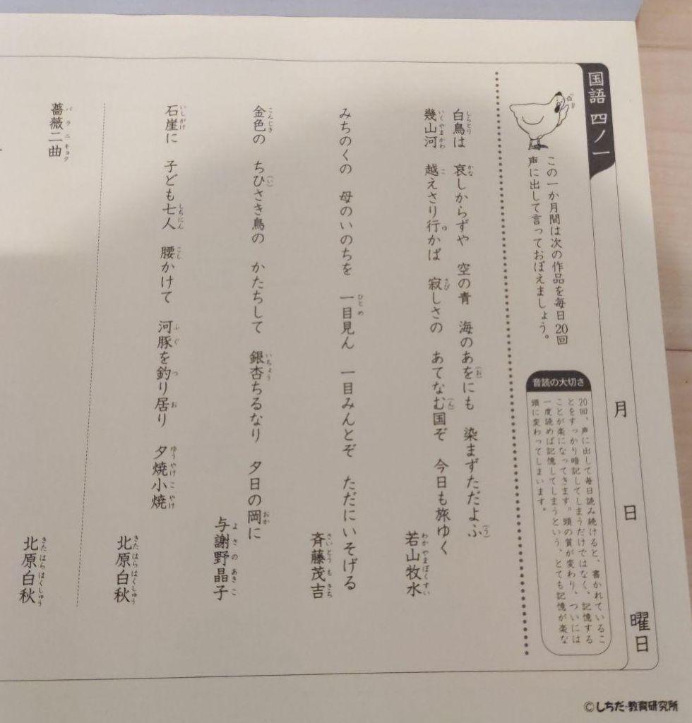 七田式 小学生プリント ４年生 国語