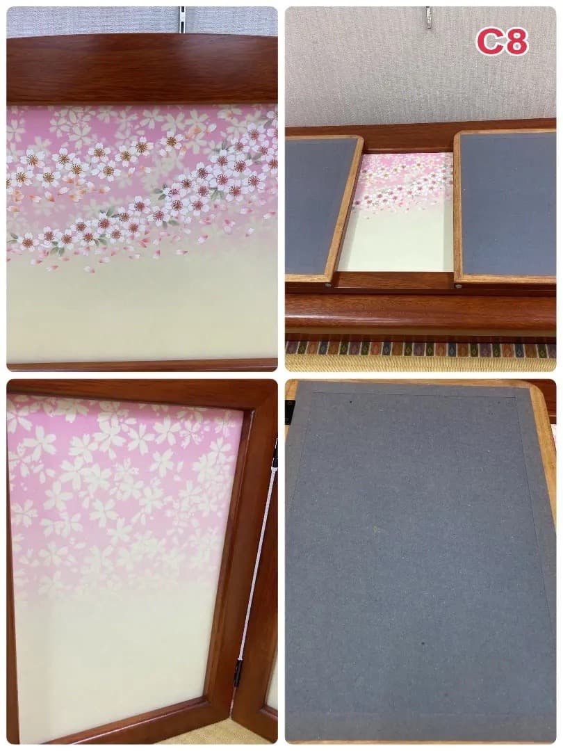 C8 訳あり特価！　台屏風のみ　高級木製三段　巾90㎝位　ひな人形段