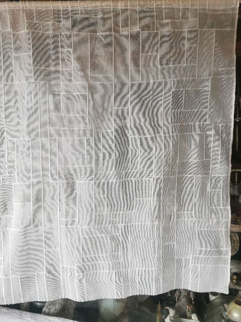 アンティーク ノッティンガムマドラスレース カーテンパネル 四角❐長方形モチーフ