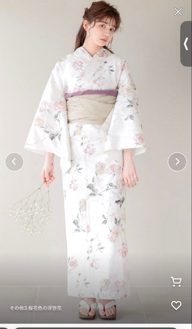 Dita花柄浴衣・帯セット 桜花色の浮世花