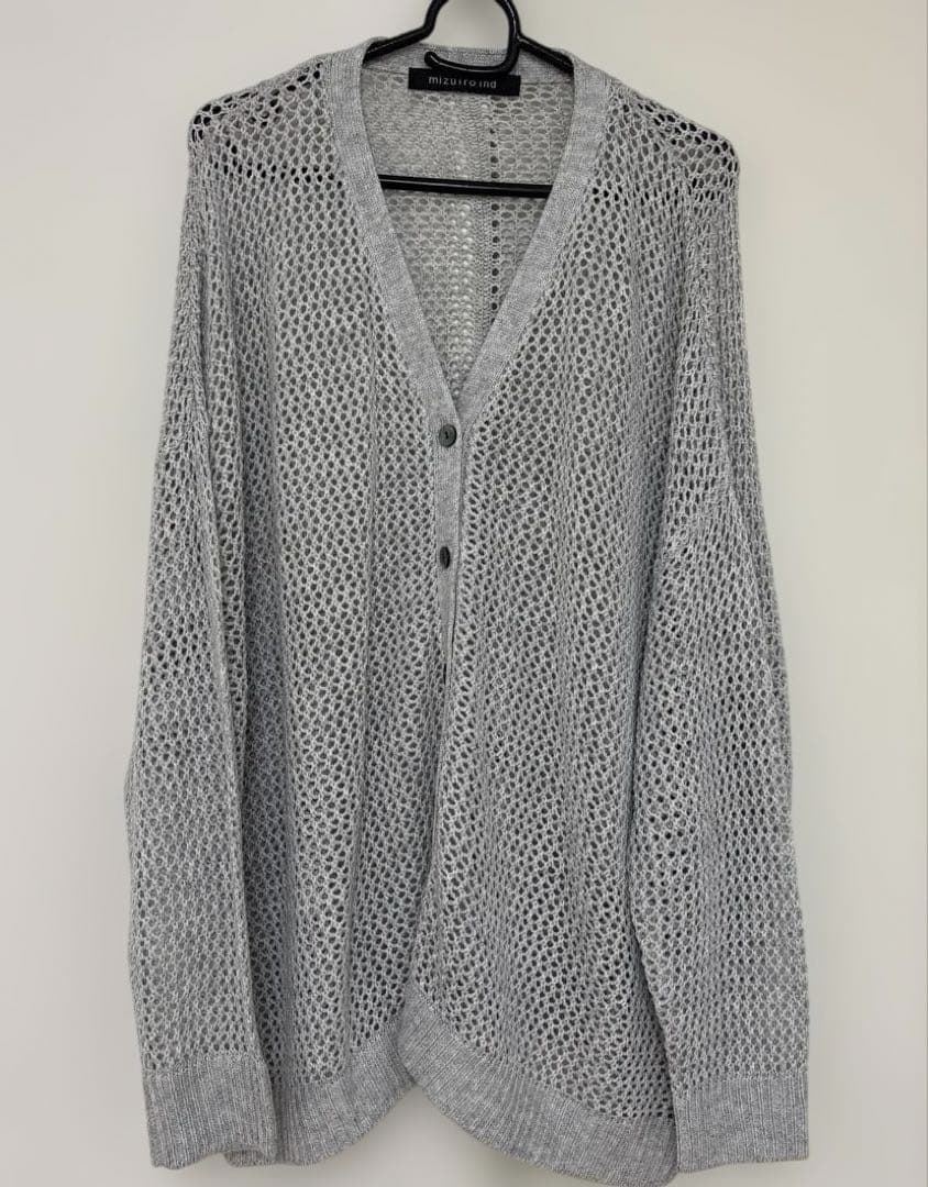 mizuiro ind メッシュカーディガン ライトグレー