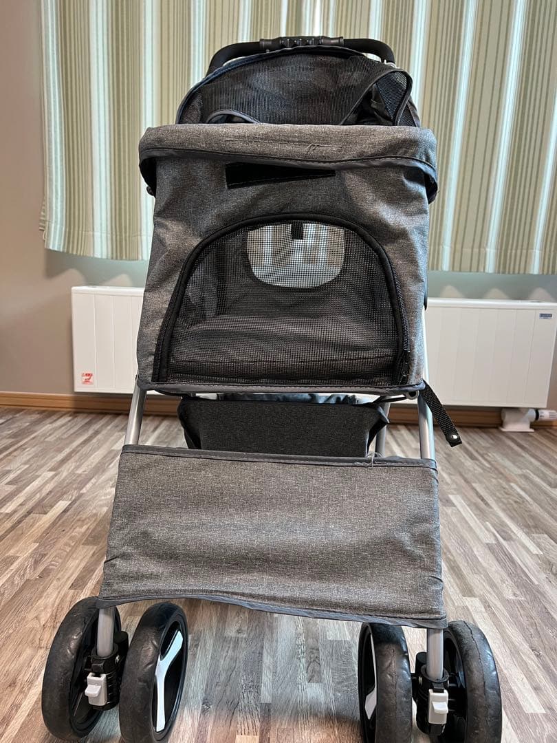 グレー メッシュ窓付き ペットカート
