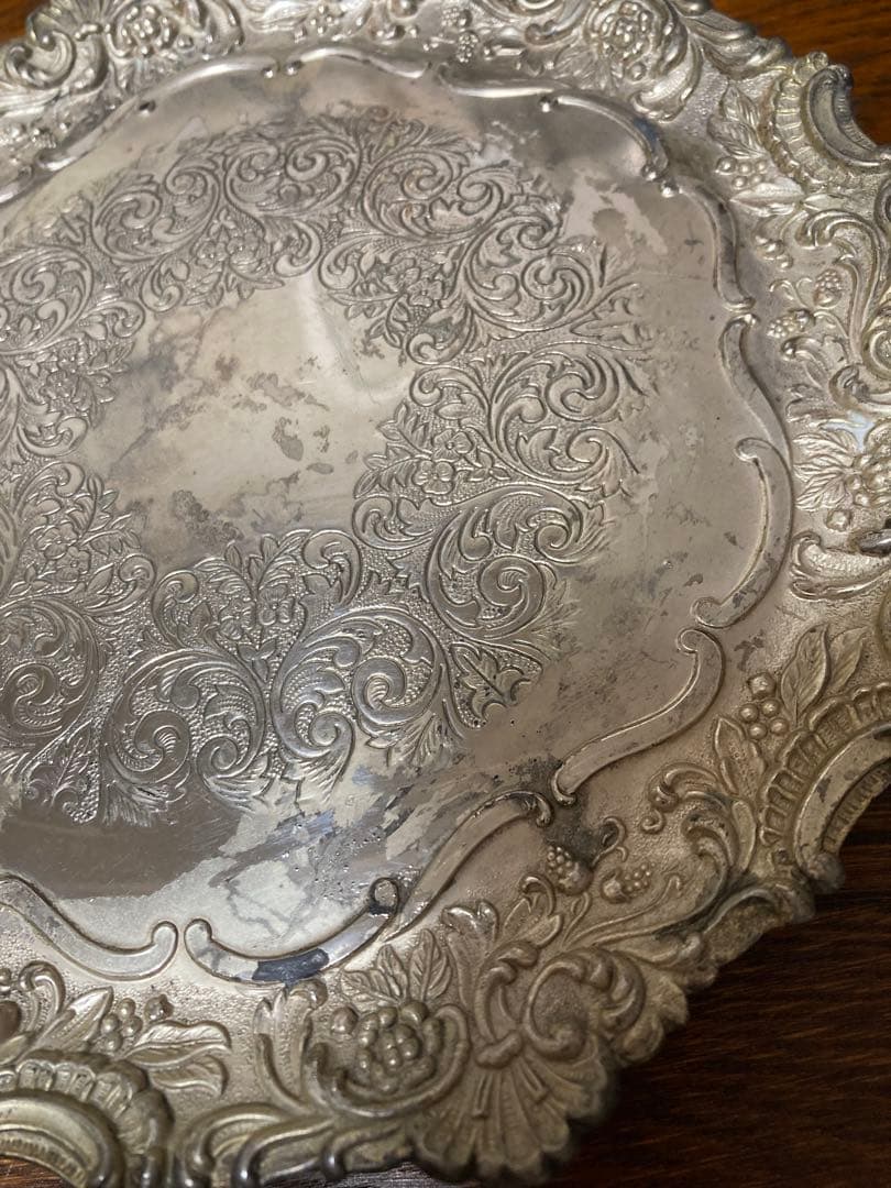 ＊訳あり イギリス アンティーク☆ガラスドームH25cmシルバープレート台座付き