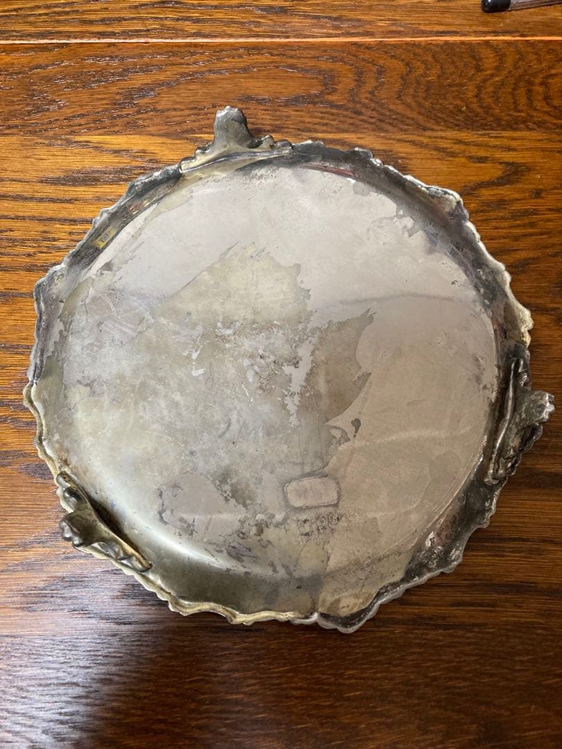 ＊訳あり イギリス アンティーク☆ガラスドームH25cmシルバープレート台座付き