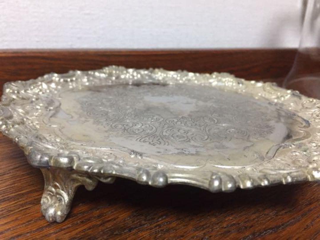 ＊訳あり イギリス アンティーク☆ガラスドームH25cmシルバープレート台座付き