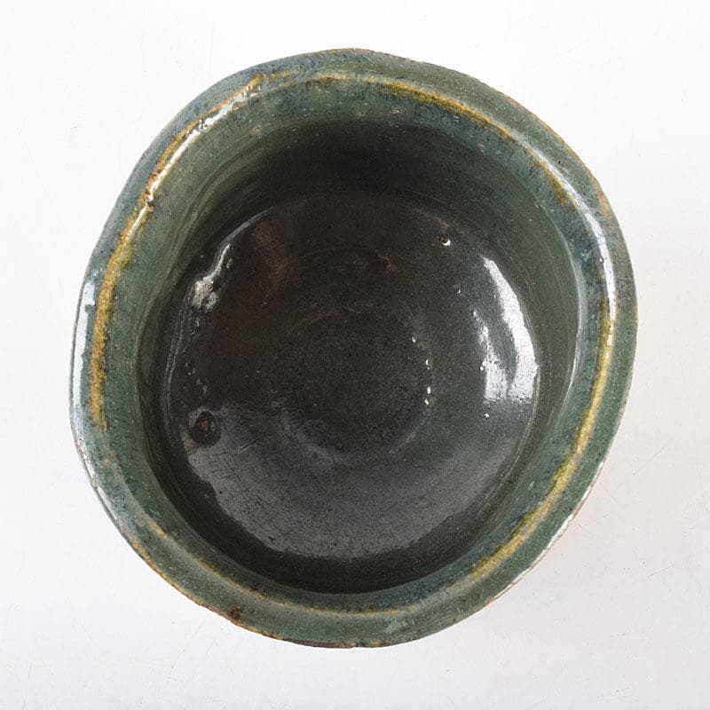 茶道具　織部焼　青織部茶碗　時代箱　V　R7870