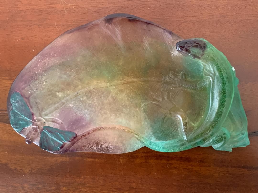 ✨SALE✨硝子製蜥蜴トレー(オブジェ)　アンティークドーム・ナンシー　フランス