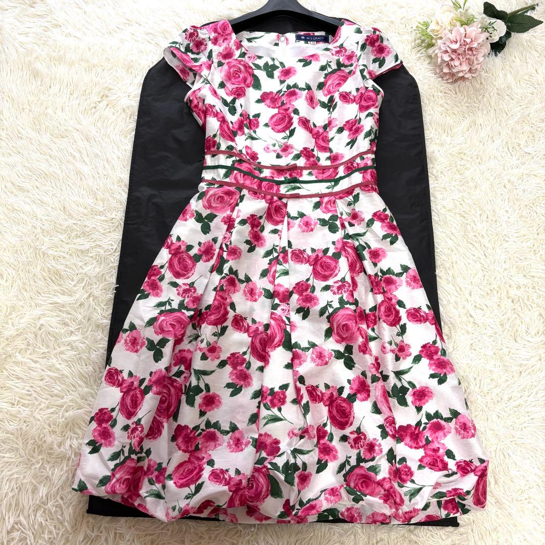 【未使用級】ウエストリボン　バルーンワンピース　エムズグレイシー　薔薇　38