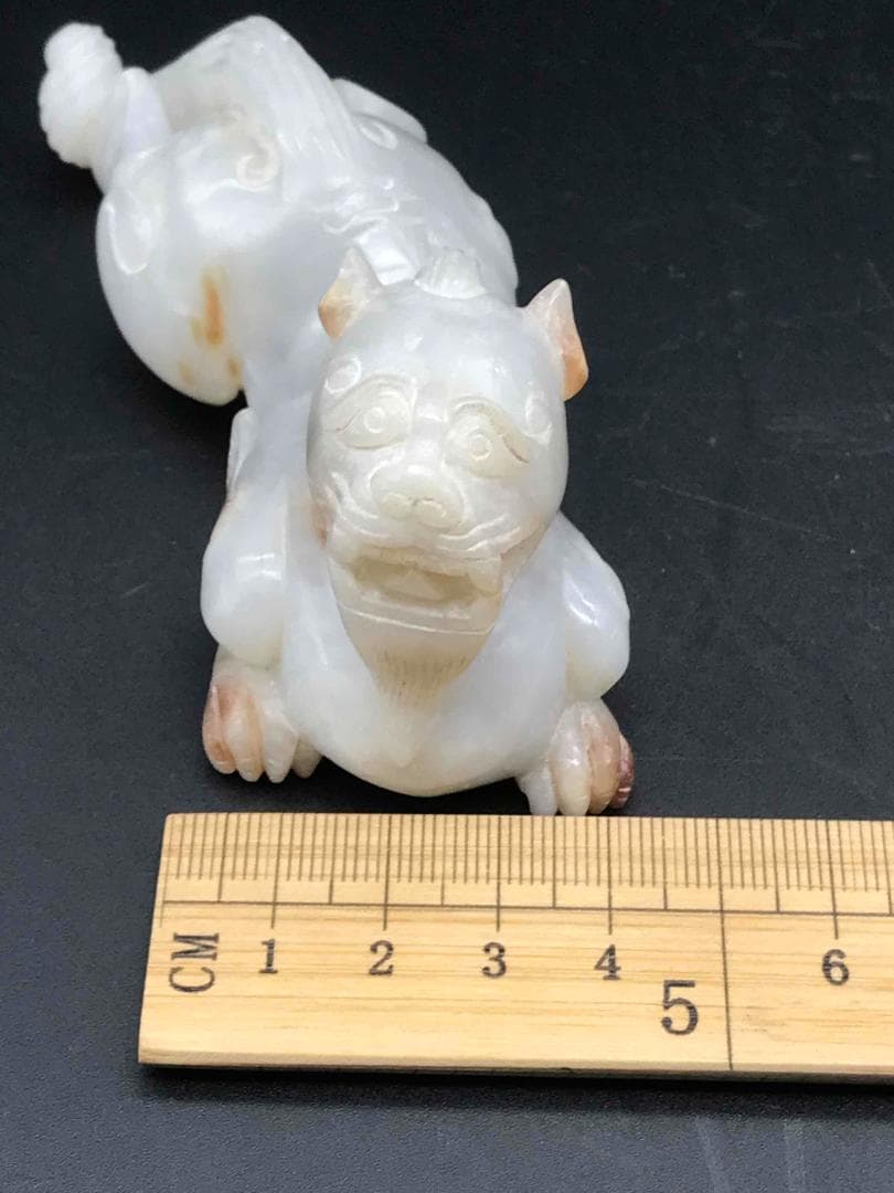 中国古美術　明時代　古玉石 和田玉 山海經 聚財富瑞獸 神獸貔貅(F-31)