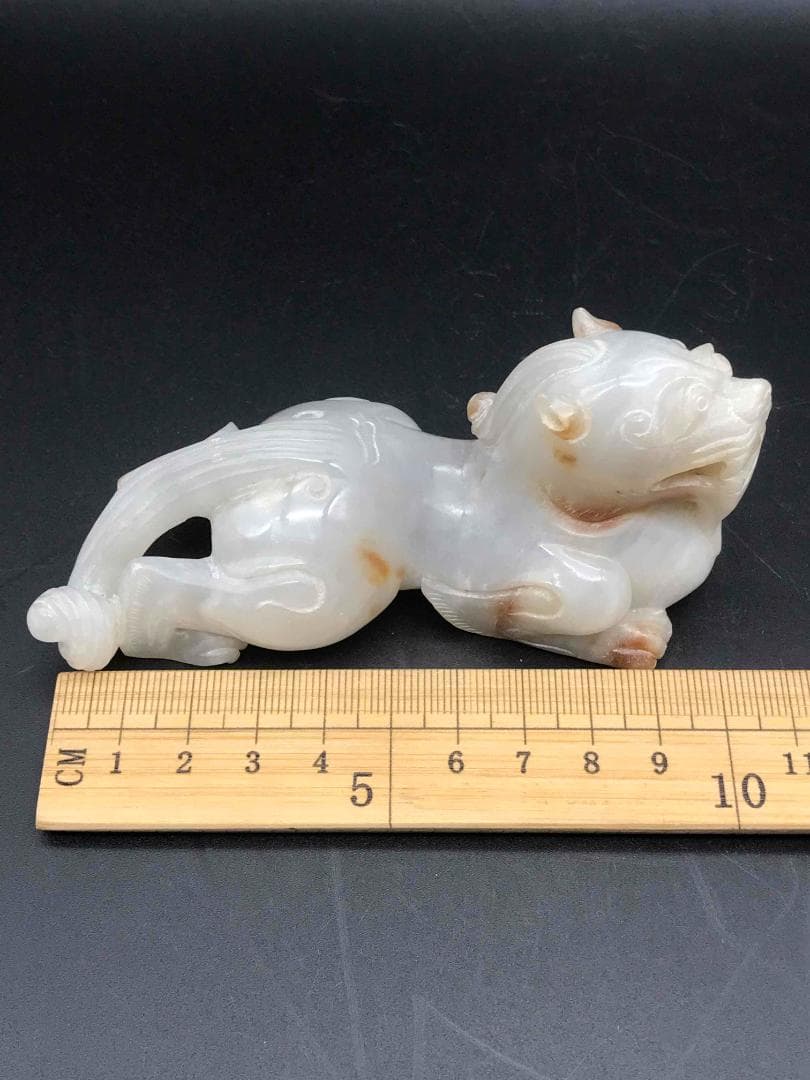 中国古美術　明時代　古玉石 和田玉 山海經 聚財富瑞獸 神獸貔貅(F-31)