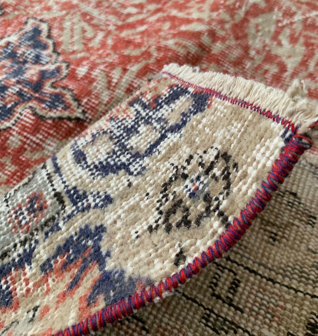 超大判　コーラルレッド　265×144 トルコヴィンテージラグ　メダリオン