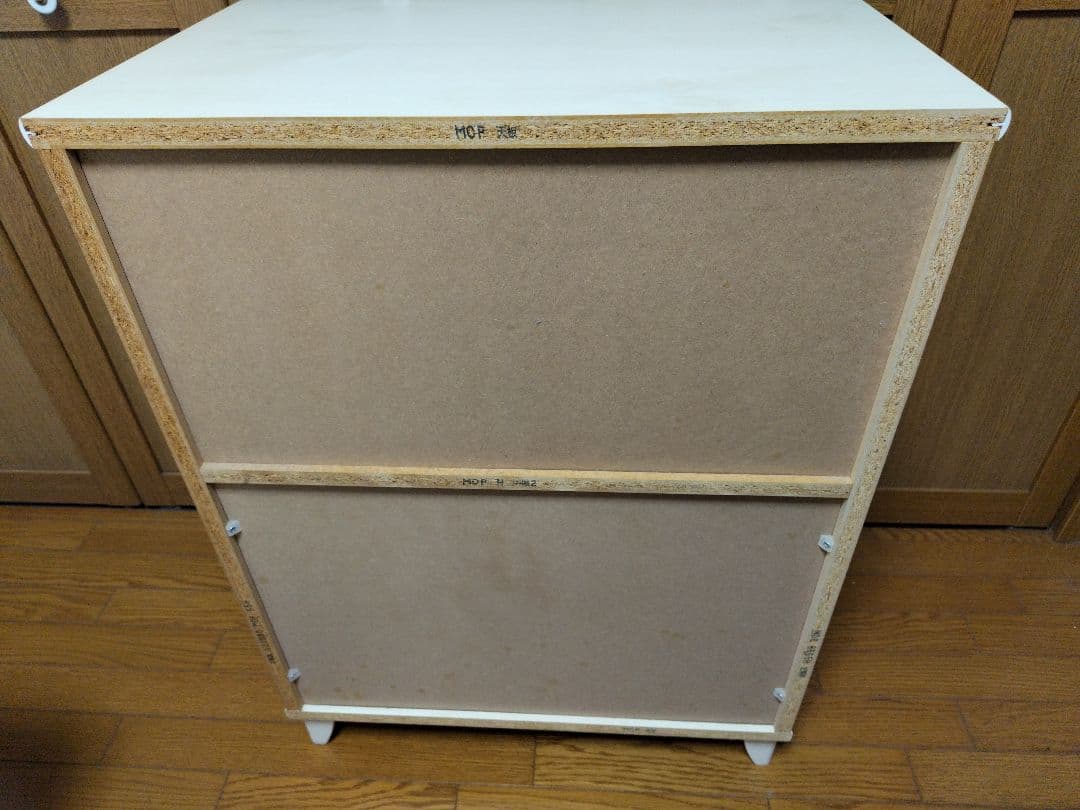 ホワイト 木製チェスト 4段 引き出し付き