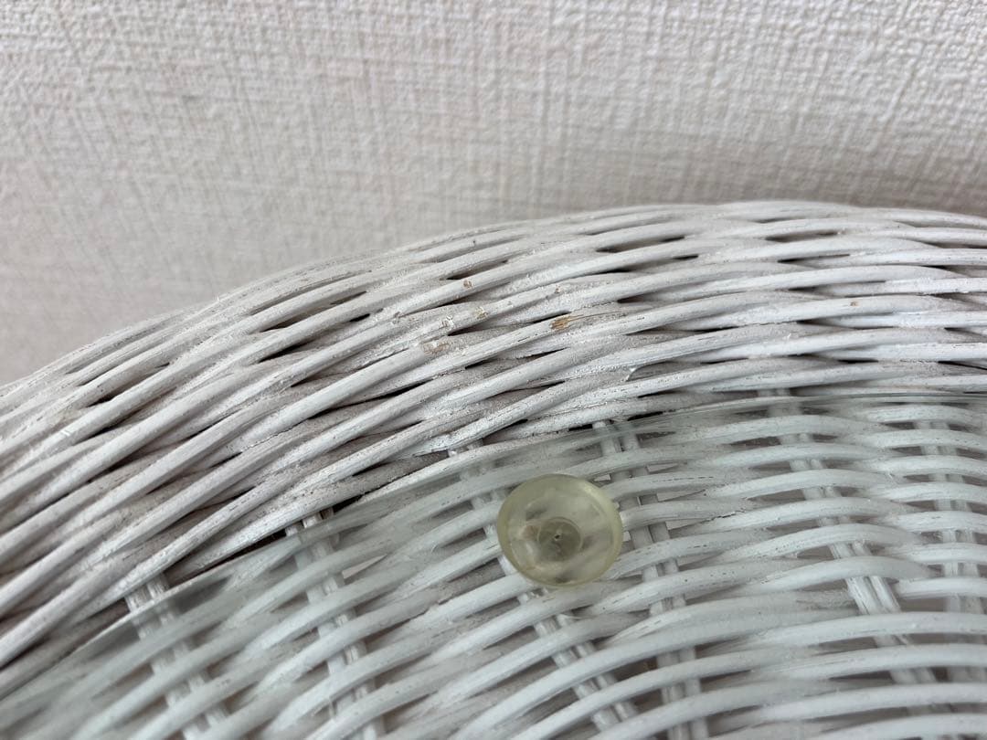 ハワイラブ　ホワイトラタン ガラス天板 ローテーブル