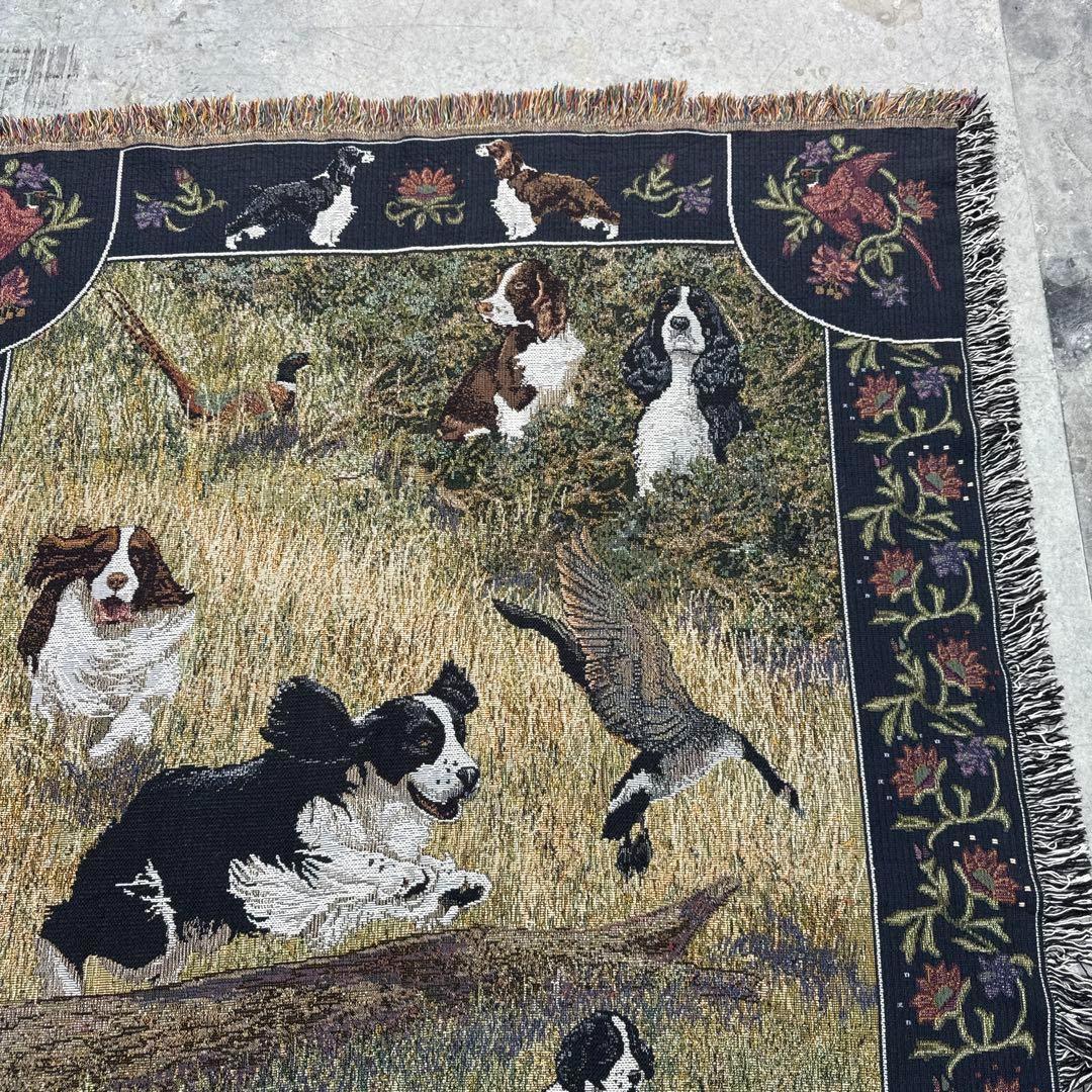 スプリンガースパニエル　犬　花　マルチカバー　ソファーカバー　ラグ178x132