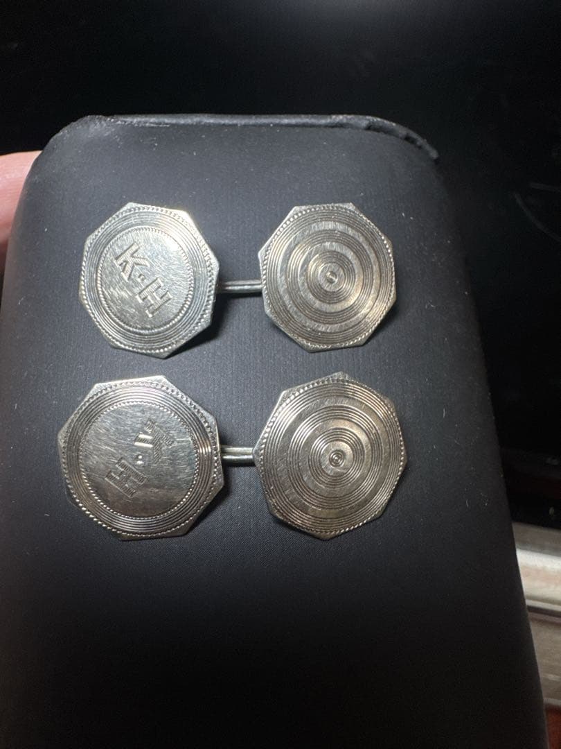 金無垢 14K 14金製 WG カフス アンティーク 約4.0g