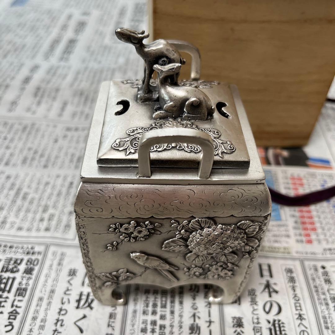 角型花鳥香炉　青鳳作