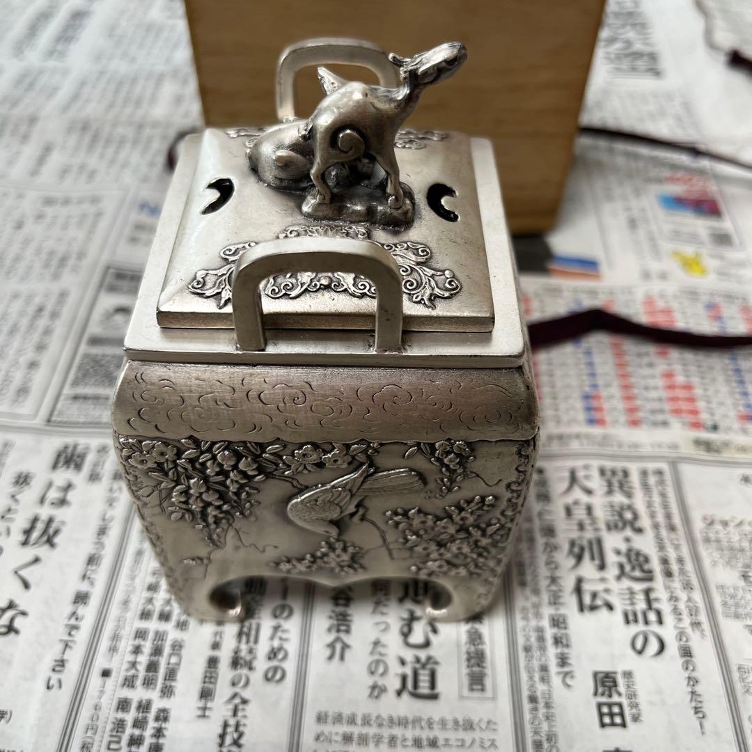 角型花鳥香炉　青鳳作